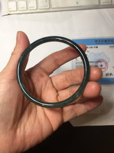 Load image into Gallery viewer, 57mm Certified Type A 100% Natural icy watery light green/blue/gray with flying snow Guatemala slim round cut Jadeite bangle BG197-2487
