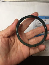 Load image into Gallery viewer, 57mm Certified Type A 100% Natural icy watery light green/blue/gray with flying snow Guatemala slim round cut Jadeite bangle BG197-2487
