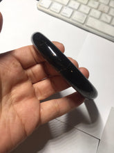 Load image into Gallery viewer, 62.5mm certified 100% Natural black meteorite chubby round cut nephrite(墨玉 MoYu) bangle HN82-8239
