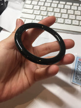 Load image into Gallery viewer, 54.2mm 100% Natural Dark Green/Black Meteorite Starry Night Sky Galaxy Nephrite Bangle HN177-0566
