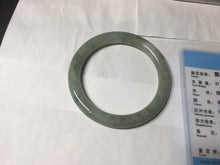 Load image into Gallery viewer, 55.5mm Certified type A 100% Natural  light green gray round cut Jadeite bangle PD41-9580
