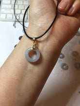 Load image into Gallery viewer, 16.4-17mm Type A 100% Natural light purple white gray Jadeite Safety Guardian Button donuts pendant PF27
