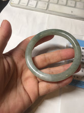 Load image into Gallery viewer, 55.5mm Certified type A 100% Natural  light green gray round cut Jadeite bangle PD41-9580
