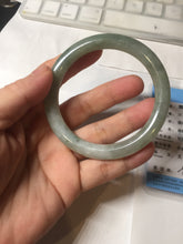 Load image into Gallery viewer, 55.5mm Certified type A 100% Natural  light green gray round cut Jadeite bangle PD41-9580
