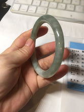 Load image into Gallery viewer, 55.5mm Certified type A 100% Natural  light green gray round cut Jadeite bangle PD41-9580
