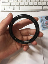 Load image into Gallery viewer, 54.2mm 100% Natural Dark Green/Black Meteorite Starry Night Sky Galaxy Nephrite Bangle HN177-0566
