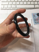 Load image into Gallery viewer, 54.2mm 100% Natural Dark Green/Black Meteorite Starry Night Sky Galaxy Nephrite Bangle HN177-0566
