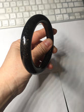 Load image into Gallery viewer, 62.5mm certified 100% Natural black meteorite chubby round cut nephrite(墨玉 MoYu) bangle HN82-8239
