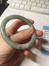 Load image into Gallery viewer, 55.5mm Certified type A 100% Natural  light green gray round cut Jadeite bangle PD41-9580
