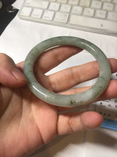 Load image into Gallery viewer, 55.5mm Certified type A 100% Natural  light green gray round cut Jadeite bangle PD41-9580
