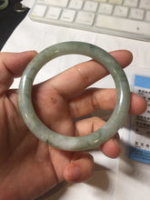 Load image into Gallery viewer, 55.5mm Certified type A 100% Natural  light green gray round cut Jadeite bangle PD41-9580
