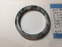 Load image into Gallery viewer, 60.5mm Certified Type A 100% Natural dark green/purple/gray Snowy Pine Mountain Jadeite Jade bangle PF28-1214
