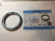 Load image into Gallery viewer, 60.5mm Certified Type A 100% Natural dark green/purple/gray Snowy Pine Mountain Jadeite Jade bangle PF28-1214
