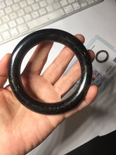 Load image into Gallery viewer, 62.5mm certified 100% Natural black meteorite chubby round cut nephrite(墨玉 MoYu) bangle HN82-8239
