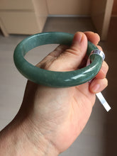 Load image into Gallery viewer, 61.5mm Certified Type A 100% Natural Light Green/Blue/Gray With Flying Snow Guatemala Jadeite Bangle PH263-1244
