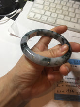 Load image into Gallery viewer, 60.5mm Certified Type A 100% Natural dark green/purple/gray Snowy Pine Mountain Jadeite Jade bangle PF28-1214
