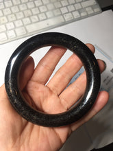 Load image into Gallery viewer, 62.5mm certified 100% Natural black meteorite chubby round cut nephrite(墨玉 MoYu) bangle HN82-8239
