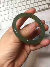 Load image into Gallery viewer, 53mm Certified 100% Natural light green yellow gray Deep Lake Water Green Nephrite Bangle HN178-6937
