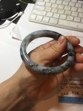 Load image into Gallery viewer, 60.5mm Certified Type A 100% Natural dark green/purple/gray Snowy Pine Mountain Jadeite Jade bangle PF28-1214

