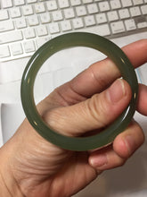 Load image into Gallery viewer, 53mm Certified 100% Natural light green yellow gray Deep Lake Water Green Nephrite Bangle HN178-6937
