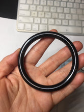 Load image into Gallery viewer, 59.5mm 100% Natural dark green/black round cut nephrite bangle HN83-2279
