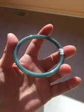 Load image into Gallery viewer, 55mm Certified Type A 100% Natural dark green/blue/gray Guatemala slim round cut Jadeite bangle PE60-7065
