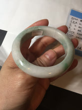 Load image into Gallery viewer, 54.5mm Certified 100% natural Type A sunny green/white chubby jadeite jade bangle BK96-0319
