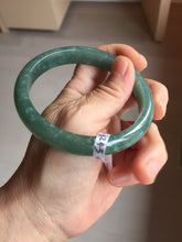 Load image into Gallery viewer, 61.4mm Certified Type A 100% Natural Light Green/Blue/Gray With Flying Snow Guatemala Jadeite Bangle PH266-1243

