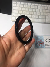 Load image into Gallery viewer, 59.5mm 100% Natural dark green/black round cut nephrite bangle HN83-2279

