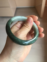 Load image into Gallery viewer, AllaboutjadeCanada.com only 55.5mm certified 100% natural Type A oily dark green gray black(老油青) half mountain half water (半山半水) jadeite jade bangle PC257-0052
