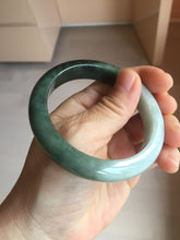 Load image into Gallery viewer, AllaboutjadeCanada.com only 55.5mm certified 100% natural Type A oily dark green gray black(老油青) half mountain half water (半山半水) jadeite jade bangle PC257-0052
