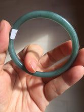 Load image into Gallery viewer, 51.5mm Certified Type A 100% Natural dark green/blue/gray Guatemala slim round cut oval Jadeite bangle BP190-2467
