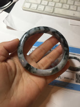 Load image into Gallery viewer, 60.5mm Certified Type A 100% Natural dark green/purple/gray Snowy Pine Mountain Jadeite Jade bangle PF28-1214
