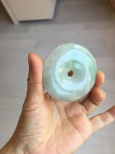 Load image into Gallery viewer, 56.6mm 100% Natural sunny green/purple/gray jadeite Jade big Safety Guardian Button(donut) Pendant/worry stone F143
