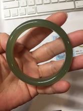 Load image into Gallery viewer, 53mm Certified 100% Natural light green yellow gray Deep Lake Water Green Nephrite Bangle HN178-6937
