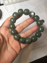 Load image into Gallery viewer, 100% Natural 13.8x13mm green/yellow/brown/blue/gray vintage style nephrite Jade bead man bracelet HF22
