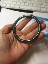 Load image into Gallery viewer, 60.6mm Certified Type A 100% Natural dark green blue gray black slim round cut Guatemala Jadeite bangle PC187-0783
