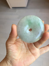 Load image into Gallery viewer, 56.6mm 100% Natural sunny green/purple/gray jadeite Jade big Safety Guardian Button(donut) Pendant/worry stone F143
