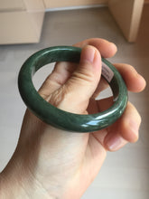 Load image into Gallery viewer, 55.5mm certified 100% natural Type A oily dark green gray black(老油青)  jadeite jade bangle PH231-0057

