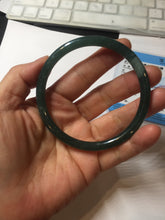Load image into Gallery viewer, 60.6mm Certified Type A 100% Natural dark green blue gray black slim round cut Guatemala Jadeite bangle PC187-0783
