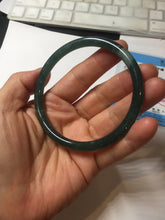 Load image into Gallery viewer, 60.6mm Certified Type A 100% Natural dark green blue gray black slim round cut Guatemala Jadeite bangle PC187-0783
