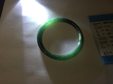 Load image into Gallery viewer, 60.6mm Certified Type A 100% Natural dark green blue gray black slim round cut Guatemala Jadeite bangle PC187-0783
