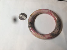 Load image into Gallery viewer, 55.8mm 100% natural pink/black/brown/yellow chubby round cut rose stone (Rhodonite) bangle SY48

