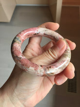 Load image into Gallery viewer, 53mm 100% natural pink/black/brown/yellow/black chubby round cut rose stone (Rhodonite) bangle SY138
