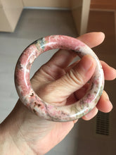 Load image into Gallery viewer, 53mm 100% natural pink/black/brown/yellow/black chubby round cut rose stone (Rhodonite) bangle SY138
