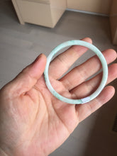 Load image into Gallery viewer, 56.5mm certified Type A 100% Natural sunny green white brown with green floating flowers slim round cut Jadeite Jade bangle PH207-6197

