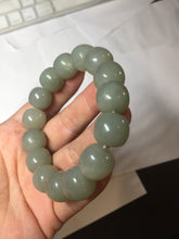 Load image into Gallery viewer, 14x13mm 100% Natural light green/gray vintage style nephrite Jade bead bracelet HF28
