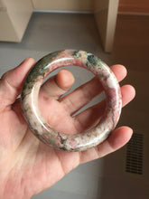 Load image into Gallery viewer, 53mm 100% natural pink/black/brown/yellow/black chubby round cut rose stone (Rhodonite) bangle SY138
