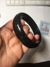 Load image into Gallery viewer, 60mm 100% Natural dark green/black meteorite Stellar Night sky nephrite bangle HN84-1264
