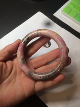 Load image into Gallery viewer, 55.8mm 100% natural pink/black/brown/yellow chubby round cut rose stone (Rhodonite) bangle SY48
